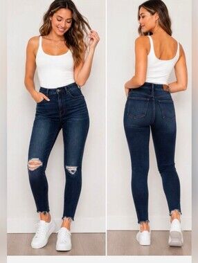 American Eagle Super Hi-Rise Jegging Jeans Womens 6 Regular Distressed Stretch
